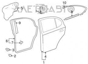 Дверь голая задняя левая Lexus IS250 IS350 06-08 черный тычки